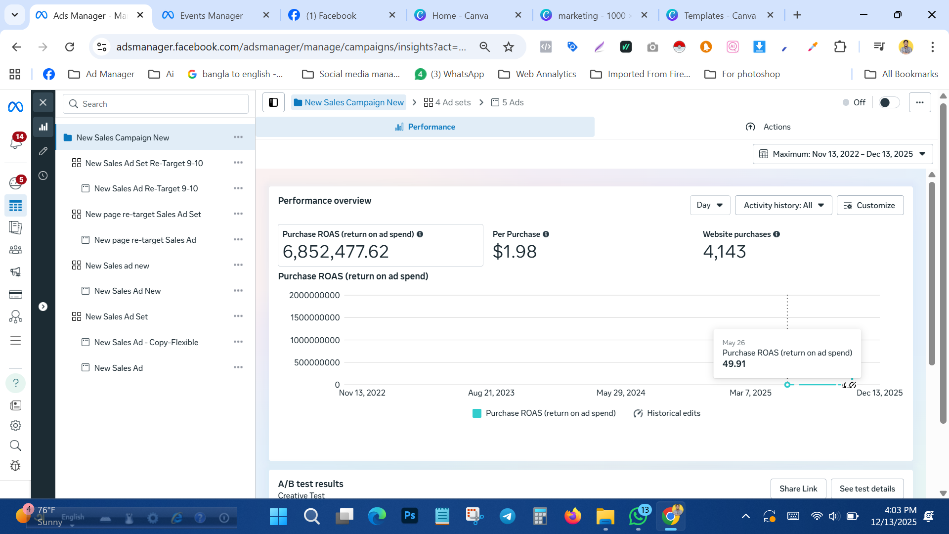 Purchase ROAS Performance Report